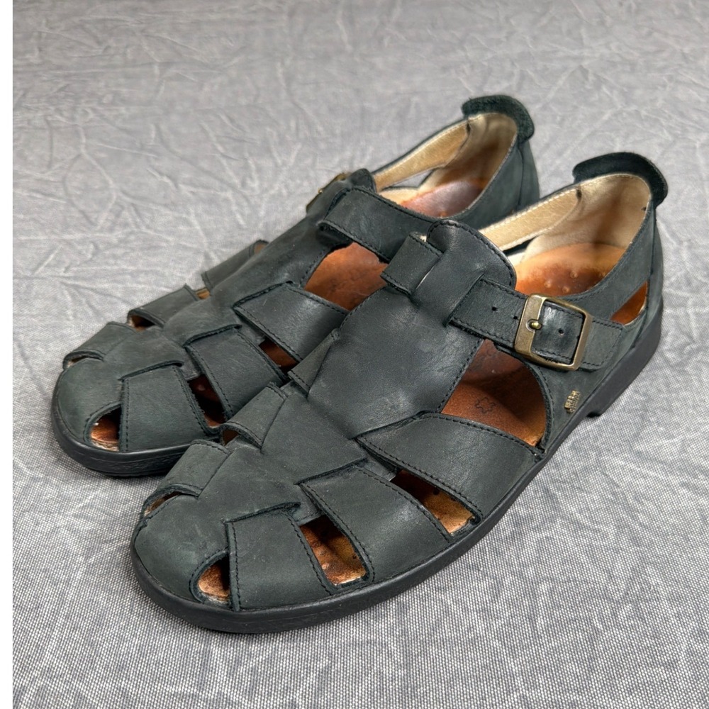 Finn Comfort Sandals Womens 39 Fisherman Black Leather Buckle Germany